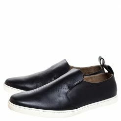 Hermes Black Perforated Leather Slip On Sneakers Size 44 For Men -Deals Hermes Store luxury men hermes used shoes p325191 010