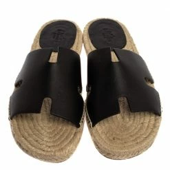 Hermes Black Leather Antigua Espadrille Sandals Size 41 For Men -Deals Hermes Store luxury men hermes used shoes p325475 007