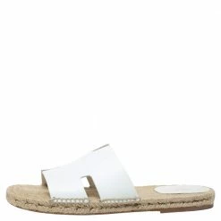 Hermes White Antigua Espadrille Sandals Size 42 For Men -Deals Hermes Store luxury men hermes used shoes p333578 002