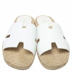Hermes White Antigua Espadrille Sandals Size 42 For Men -Deals Hermes Store luxury men hermes used shoes p333578 009