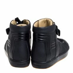 Hermes Black Leather High Top Lace Up Sneakers Size 46 For Men -Deals Hermes Store luxury men hermes used shoes p336204 001
