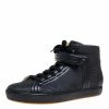 Hermes Black Leather High Top Lace Up Sneakers Size 46 For Men