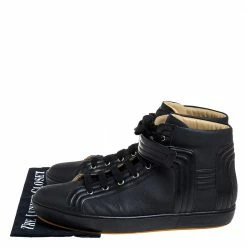 Hermes Black Leather High Top Lace Up Sneakers Size 46 For Men -Deals Hermes Store luxury men hermes used shoes p336204 007