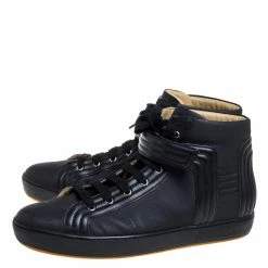Hermes Black Leather High Top Lace Up Sneakers Size 46 For Men -Deals Hermes Store luxury men hermes used shoes p336204 008