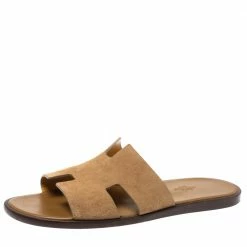 Hermes Beige Suede Izmir Sandals Size 43 For Men
