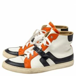 Hermes Tri Color Leather Quantum High Top Sneakers Size 45 For Men -Deals Hermes Store luxury men hermes used shoes p360410 002