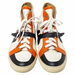 Hermes Tri Color Leather Quantum High Top Sneakers Size 45 For Men -Deals Hermes Store luxury men hermes used shoes p360410 004