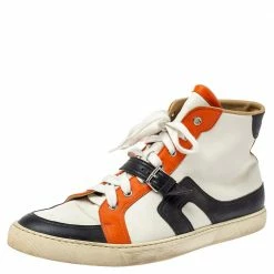 Hermes Tri Color Leather Quantum High Top Sneakers Size 45 For Men