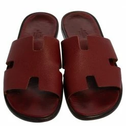 Hermes Burgundy Leather Izmir Sandals Size 43 For Men 12 Hermes Burgundy Leather Izmir Sandals Size 43 For Men -Deals Hermes Store luxury men hermes used shoes p361481 002