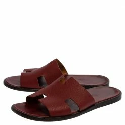 Hermes Burgundy Leather Izmir Sandals Size 43 For Men 13 Hermes Burgundy Leather Izmir Sandals Size 43 For Men -Deals Hermes Store luxury men hermes used shoes p361481 003