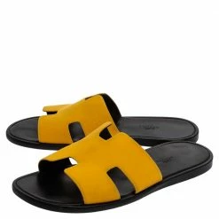 Hermes Yellow Fabric Izmir Sandals Size 43 For Men -Deals Hermes Store luxury men hermes used shoes p361484 003