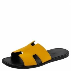 Hermes Yellow Fabric Izmir Sandals Size 43 For Men