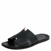 Hermes Blue Leather Izmir Sandals Size 43 For Men