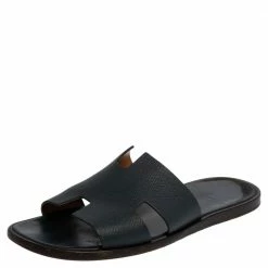 Hermes Blue Leather Izmir Sandals Size 43 For Men