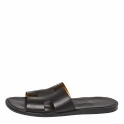 Hermes Black Leather Izmir Slide Sandals Size 42 For Men -Deals Hermes Store luxury men hermes used shoes p364505 005