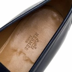 Hermes Navy Blue Leather Dan Loafers Size 43.5 For Men -Deals Hermes Store luxury men hermes used shoes p374471 005