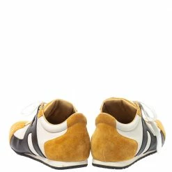 Hermes Tricolor Leather And Suede Tie Break Low Top Sneakers Size 41 For Men -Deals Hermes Store luxury men hermes used shoes p380817 003