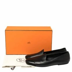 Hermes Black Leather Smoking Slippers Size 43 For Men -Deals Hermes Store luxury men hermes used shoes p388275 005