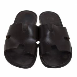 Hermes Dark Brown Leather Izmir Slide Sandals Size 43 For Men 12 Hermes Dark Brown Leather Izmir Slide Sandals Size 43 For Men -Deals Hermes Store luxury men hermes used shoes p391225 007