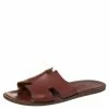 Hermes Burgundy Leather Izmir Slides Sandals Size 43 For Men -Deals Hermes Store luxury men hermes used shoes p394735 005