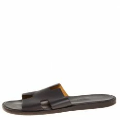 Hermes Dark Brown Leather Izmir Flat Sandals Size 40.5 For Men 11 Hermes Dark Brown Leather Izmir Flat Sandals Size 40.5 For Men -Deals Hermes Store luxury men hermes used shoes p402549 004