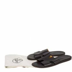 Hermes Dark Brown Leather Izmir Flat Sandals Size 40.5 For Men 17 Hermes Dark Brown Leather Izmir Flat Sandals Size 40.5 For Men -Deals Hermes Store luxury men hermes used shoes p402549 008
