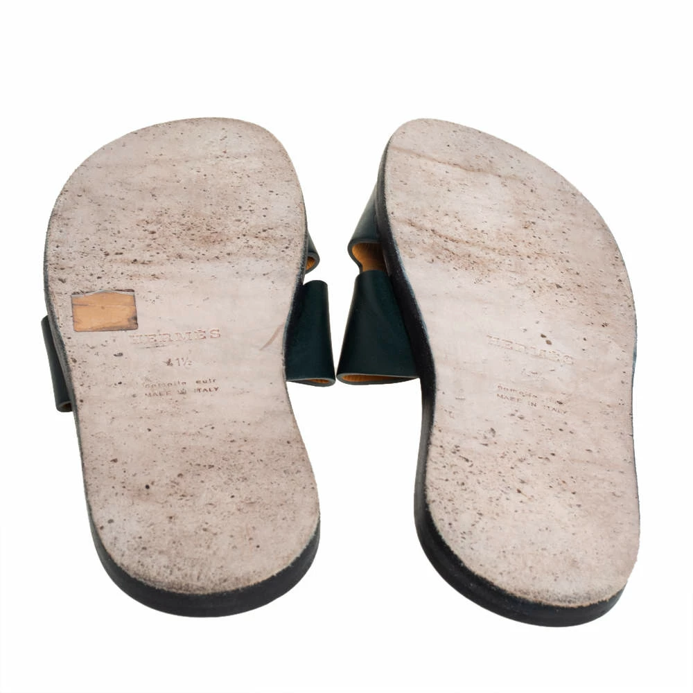 Hermes Hermés Green Leather Izmir Flats Sandals Size 41.5 For Men 8 Hermes Hermés Green Leather Izmir Flats Sandals Size 41.5 For Men - Image 6