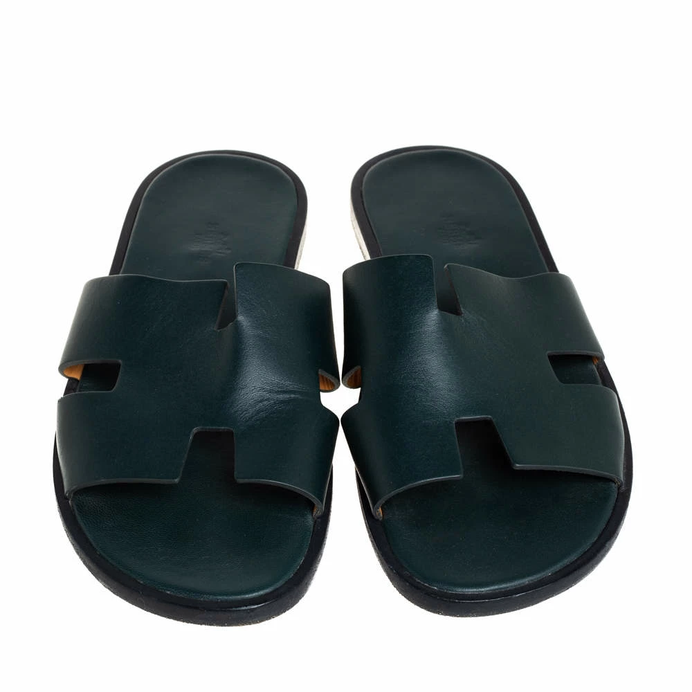 Hermes Hermés Green Leather Izmir Flats Sandals Size 41.5 For Men 5 Hermes Hermés Green Leather Izmir Flats Sandals Size 41.5 For Men - Image 3