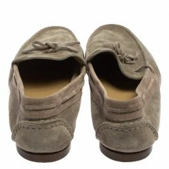 Hermes Grey Suede Bow Slip On Loafers Size 42 For Men -Deals Hermes Store luxury men hermes used shoes p410396 005