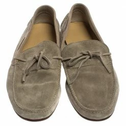 Hermes Grey Suede Bow Slip On Loafers Size 42 For Men -Deals Hermes Store luxury men hermes used shoes p410396 007