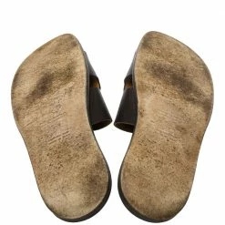 Hermes Dark Brown Leather Izmir Flat Slides Size 43.5 For Men -Deals Hermes Store luxury men hermes used shoes p413317 008