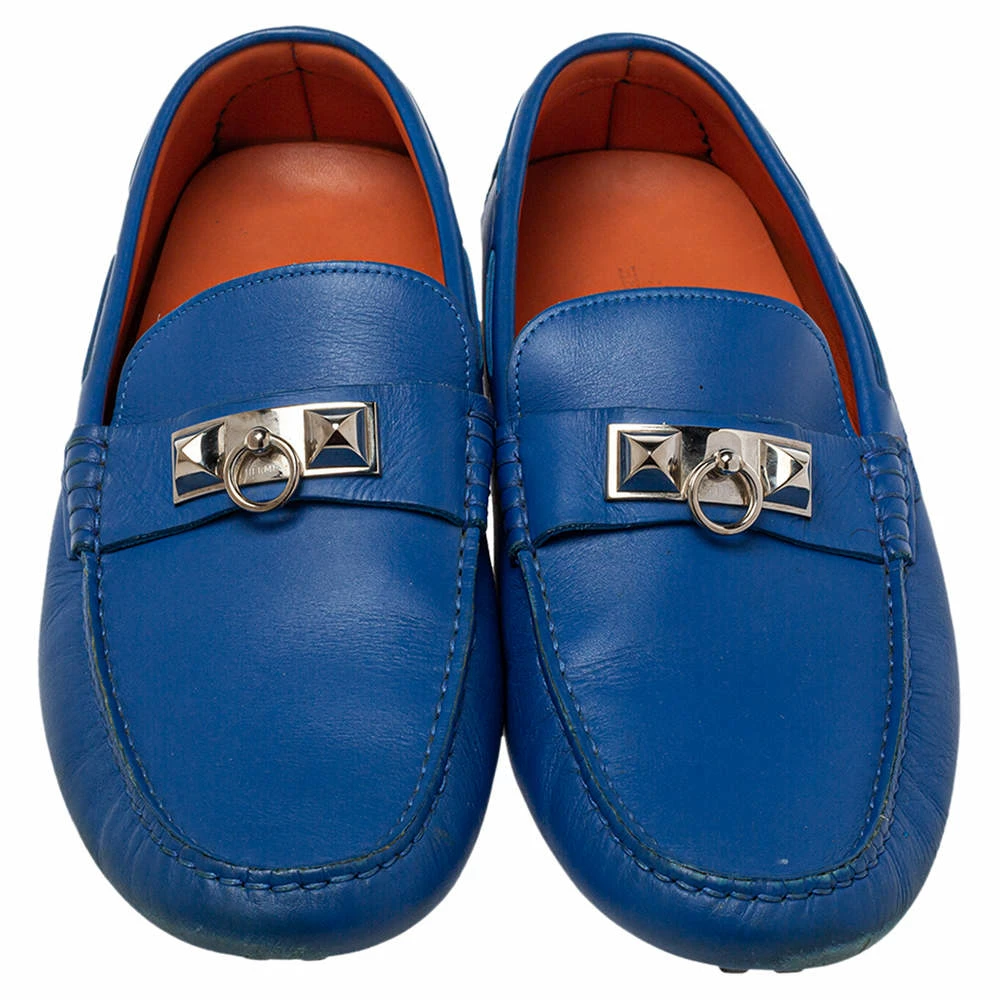 Hermes Hermés Blue Leather Slip On Loafers Size 43 For Men 5 Hermes Hermés Blue Leather Slip On Loafers Size 43 For Men - Image 3