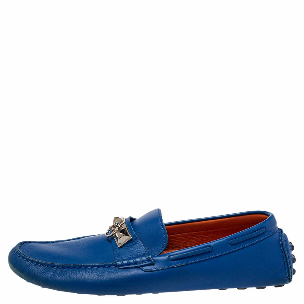 Hermes Hermés Blue Leather Slip On Loafers Size 43 For Men 4 Hermes Hermés Blue Leather Slip On Loafers Size 43 For Men - Image 2