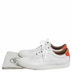 Hermes White Leather Quicker Low Top Sneakers Size 44 For Men -Deals Hermes Store luxury men hermes used shoes p425849 001