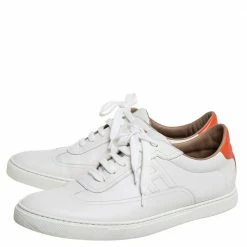 Hermes White Leather Quicker Low Top Sneakers Size 44 For Men -Deals Hermes Store luxury men hermes used shoes p425849 002