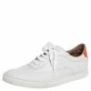 Hermes White Leather Quicker Low Top Sneakers Size 44 For Men