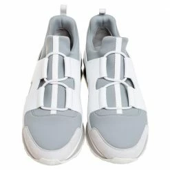 Hermes Grey/White Leather And Fabric Player Sneakers Size 42 For Men -Deals Hermes Store luxury men hermes used shoes p441239 004