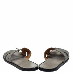 Hermes Grey Ostrich Leather Izmir Sandals Size 42 For Men -Deals Hermes Store luxury men hermes used shoes p444013 004