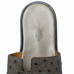 Hermes Grey Ostrich Leather Izmir Sandals Size 42 For Men -Deals Hermes Store luxury men hermes used shoes p444013 007