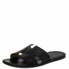 Hermes Black Leather Izmir Slide Sandal Size 42.5 For Men
