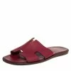 Hermes Red Leather Izmir Slide Sandals Size 45 For Men