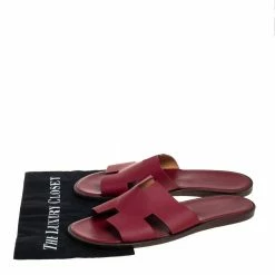 Hermes Red Leather Izmir Slide Sandals Size 45 For Men -Deals Hermes Store luxury men hermes used shoes p448518 007