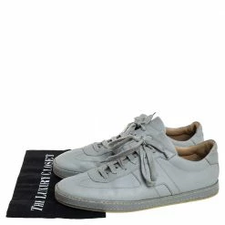 Hermes Grey Textured Leather Quicker Low Top Sneakers Size 44 For Men -Deals Hermes Store luxury men hermes used shoes p449124 007