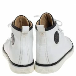 Hermes White Leather Cap Toe High Top Sneakers Size 45 For Men -Deals Hermes Store luxury men hermes used shoes p454486 004
