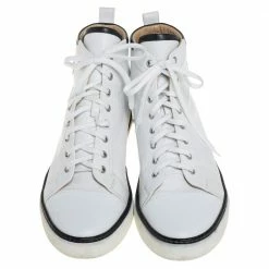 Hermes White Leather Cap Toe High Top Sneakers Size 45 For Men -Deals Hermes Store luxury men hermes used shoes p454486 005