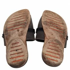 Hermes Grey/Black Suede And Leather Slide Sandals Size 41 For Men -Deals Hermes Store luxury men hermes used shoes p460604 009