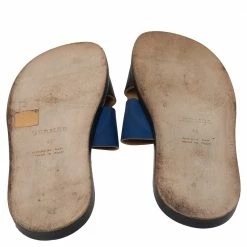 Hermes Blue/Black Textured Izmir Sandals Size 41 For Men 15 Hermes Blue/Black Textured Izmir Sandals Size 41 For Men -Deals Hermes Store luxury men hermes used shoes p465235 002