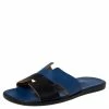 Hermes Blue/Black Textured Izmir Sandals Size 41 For Men -Deals Hermes Store luxury men hermes used shoes p465235 004
