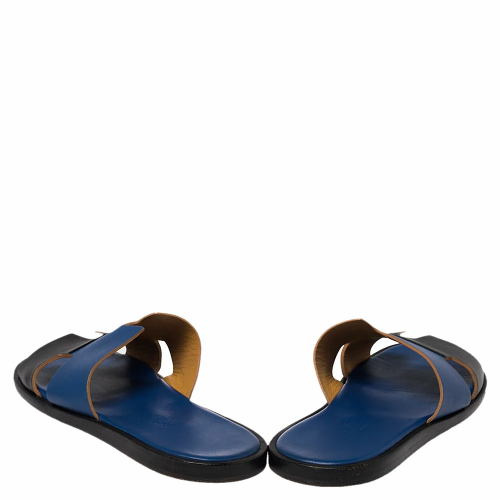 Hermes Blue/Black Textured Izmir Sandals Size 41 For Men 7 Hermes Blue/Black Textured Izmir Sandals Size 41 For Men - Image 5