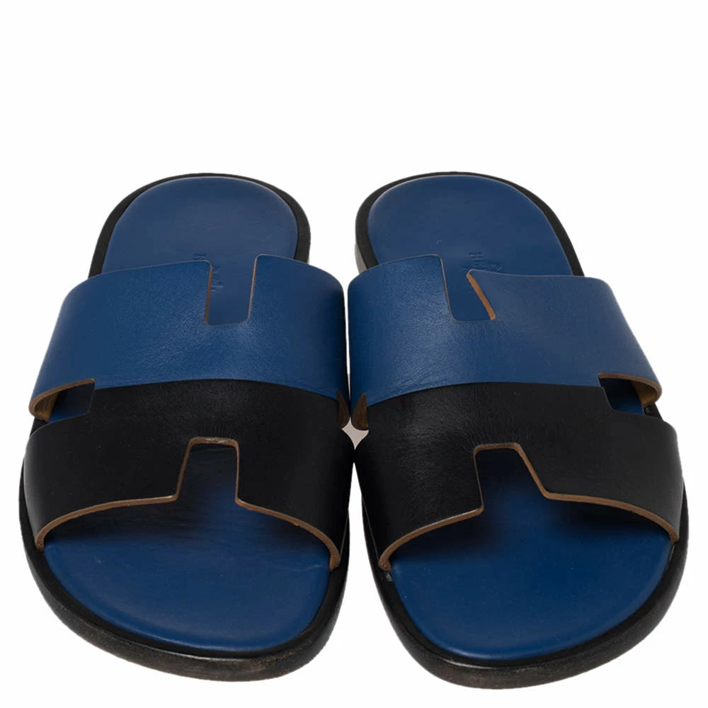 Hermes Blue/Black Textured Izmir Sandals Size 41 For Men 5 Hermes Blue/Black Textured Izmir Sandals Size 41 For Men - Image 3